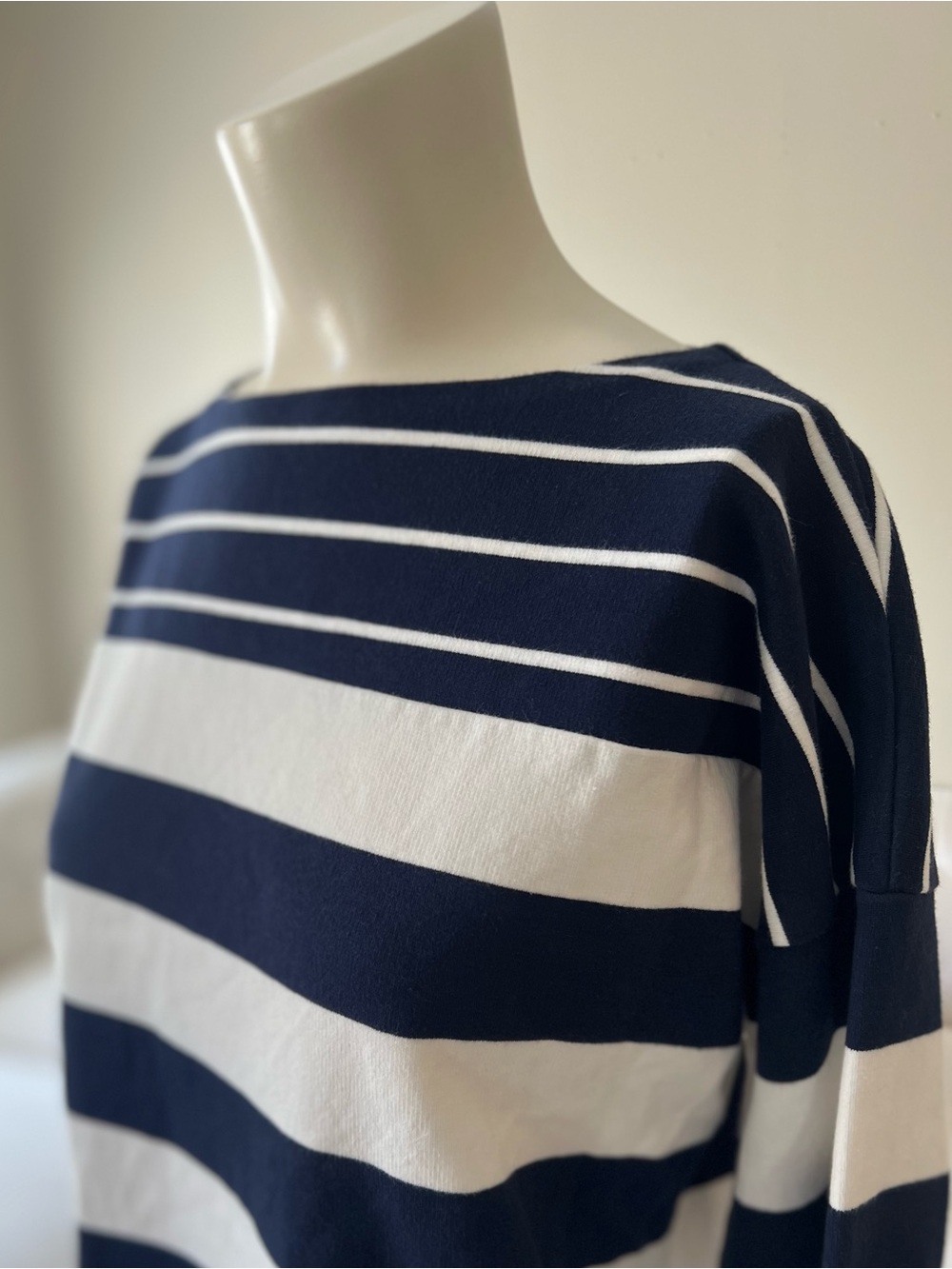 J.Crew Striped Boat Neck Top XS Navy White Breton 100% Cotton Preppy Nautical - Picture 10 of 10